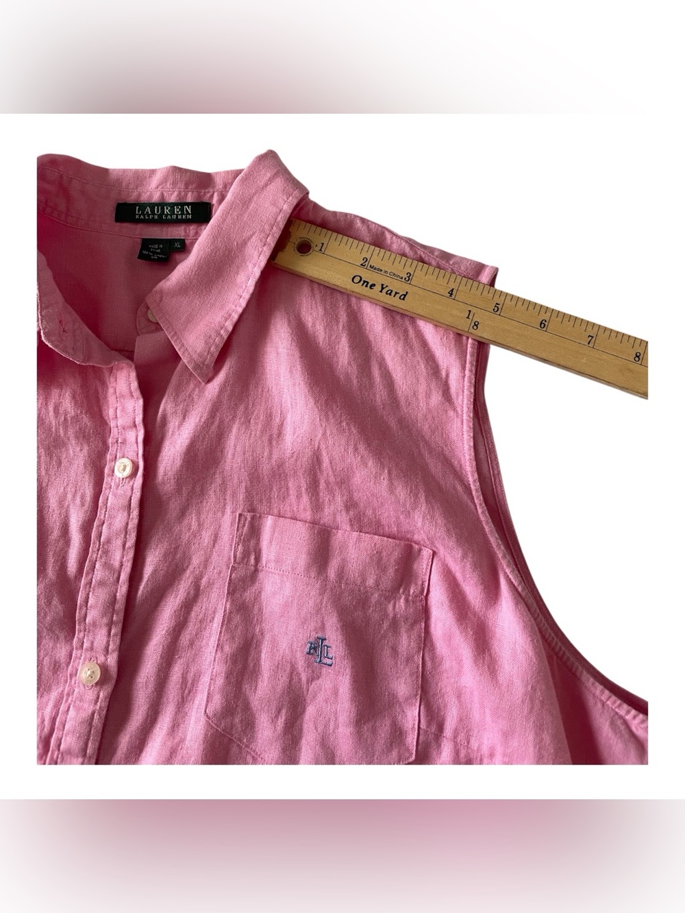 Lauren Ralph Lauren Pink Sleeveless Linen Women’s Shirt, XL - Picture 10 of 12